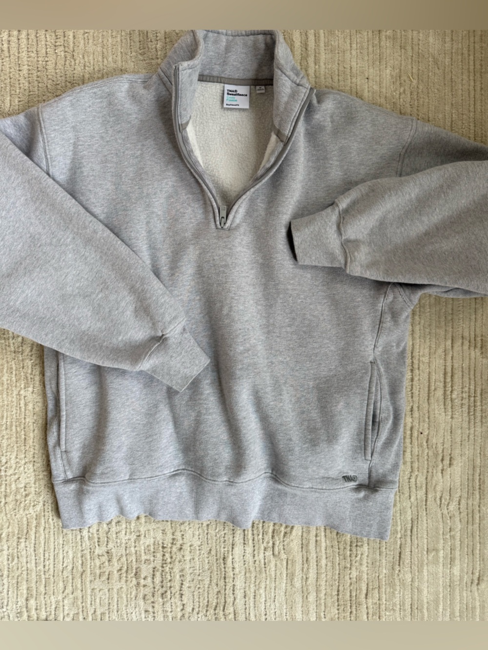 Aritzia TNA Sweatfleece Cozy Fleece Boyfriend Fit - Light Gray
